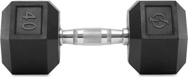 Alt view image 2 of 6 - Philosophy Gym Rubber Coated Hex Dumbbell Hand Weights, 40 lb Pair