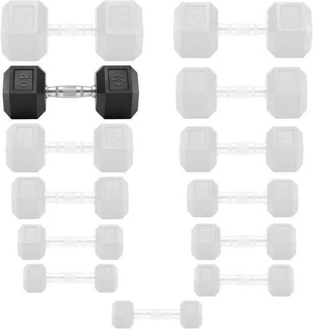 Alt view image 4 of 6 - Philosophy Gym Rubber Coated Hex Dumbbell Hand Weights, 40 lb Pair