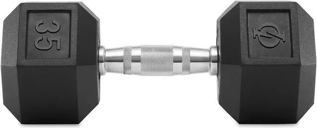 Alt view image 2 of 6 - Philosophy Gym Rubber Coated Hex Dumbbell Hand Weights, 35 lb Pair