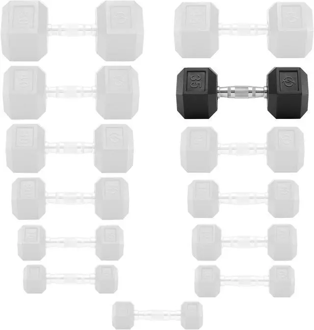 Alt view image 4 of 6 - Philosophy Gym Rubber Coated Hex Dumbbell Hand Weights, 35 lb Pair