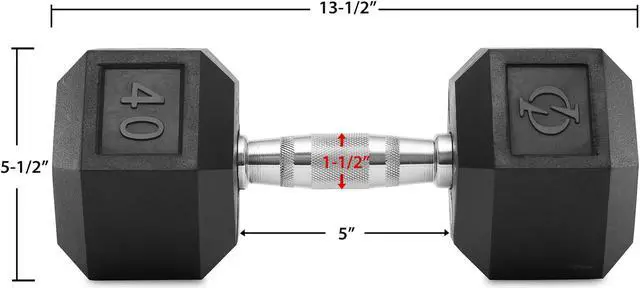Alt view image 3 of 6 - Philosophy Gym Rubber Coated Hex Dumbbell Hand Weights, 40 lb Pair