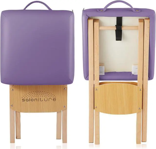 Alt view image 3 of 6 - Saloniture Wood Folding Massage Stool with Carrying Case, Lavender