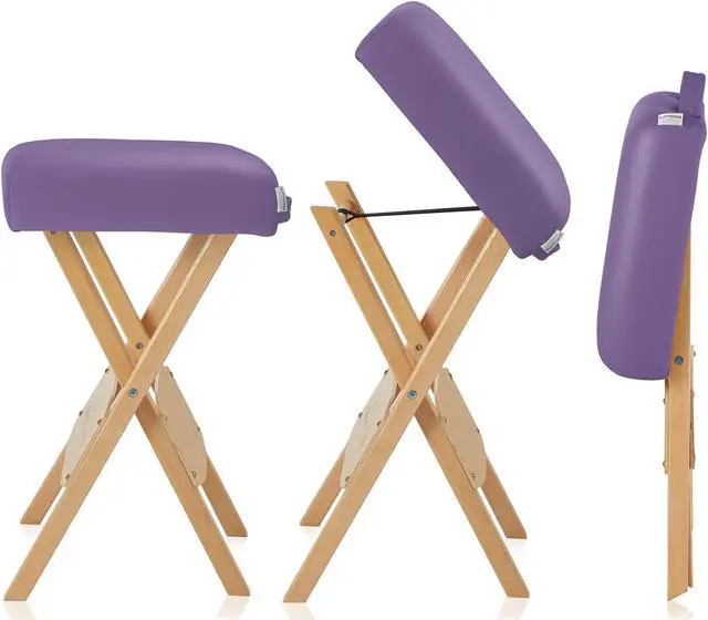 Alt view image 4 of 6 - Saloniture Wood Folding Massage Stool with Carrying Case, Lavender
