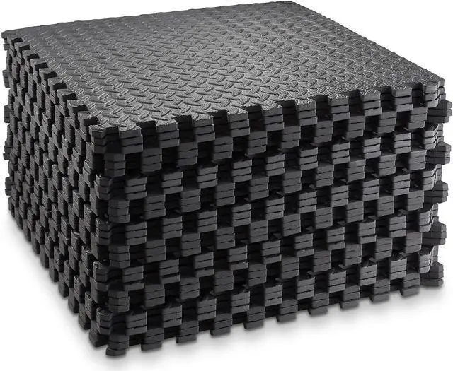 Alt view image 2 of 6 - Philosophy Gym Pack of 30 Exercise Flooring Mats - 24 x 24 Inch Foam Rubber Interlocking Puzzle Floor Tiles - Black