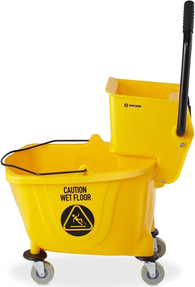 Alt view image 2 of 6 - Dryser Commercial Side Press Wringer Combo Mop Bucket, 33 Quart, Yellow