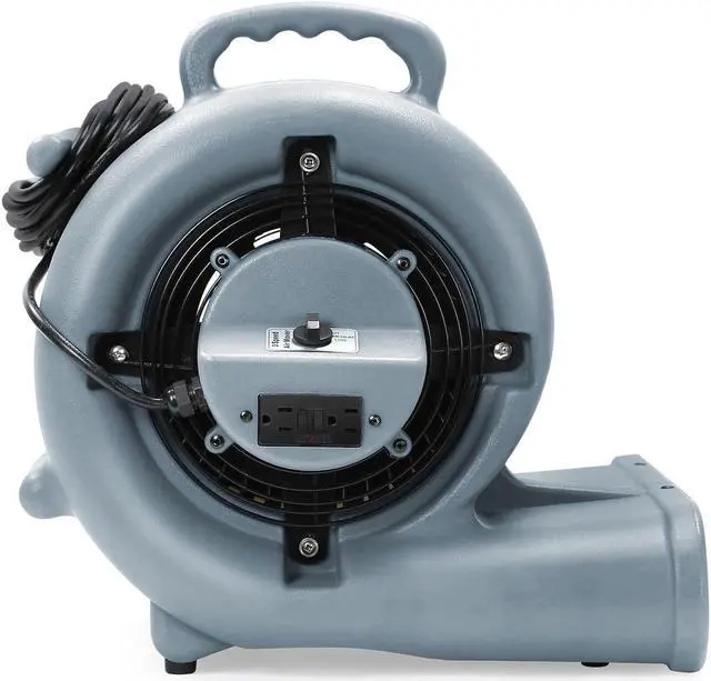 Alt view image 2 of 6 - Dryser 6pk Air Mover Carpet Dryer 3 Speed 1/3 HP Industrial Floor Fan with 2 GFCI Outlets - Gray Stackable Carpet Drying Fan Blower