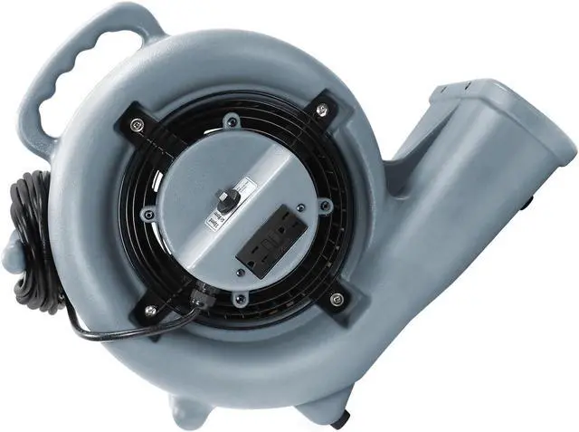Alt view image 3 of 6 - Dryser 6pk Air Mover Carpet Dryer 3 Speed 1/3 HP Industrial Floor Fan with 2 GFCI Outlets - Gray Stackable Carpet Drying Fan Blower