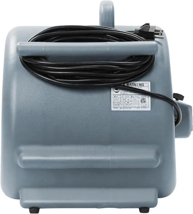 Alt view image 6 of 6 - Dryser 6pk Air Mover Carpet Dryer 3 Speed 1/3 HP Industrial Floor Fan with 2 GFCI Outlets - Gray Stackable Carpet Drying Fan Blower