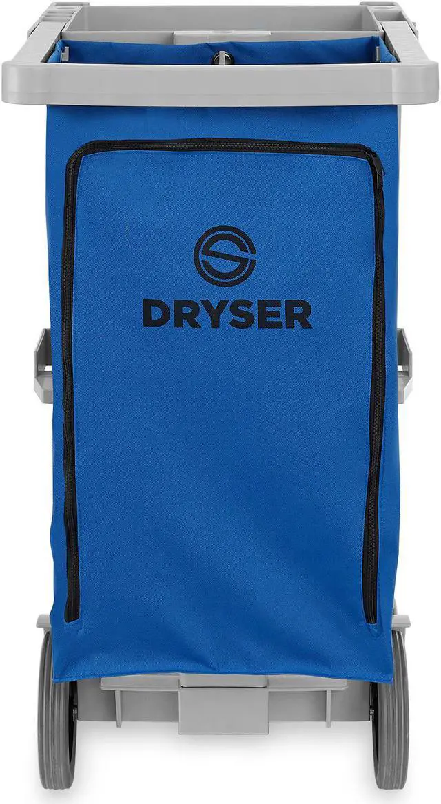 Alt view image 2 of 6 - Dryser Commercial Janitorial Cleaning Cart on Wheels - Housekeeping Caddy with Shelves and Vinyl Bag