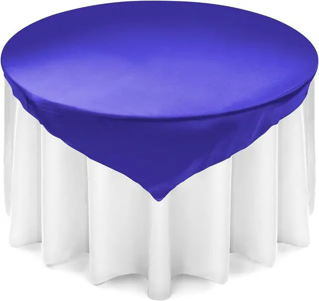 Main image of Lann's Linens Satin Wedding Table Overlay - Tablecloth Topper (72" Square - Royal Blue)