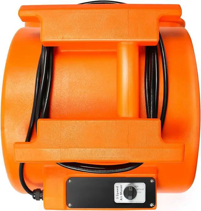 Alt view image 6 of 6 - Dryser 12pk Air Mover Carpet Dryer 3 Speed 1 HP Industrial Floor Fan - Orange Stackable Carpet Drying Fan Floor Blower