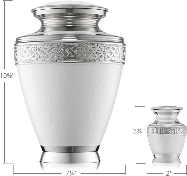Alt view image 5 of 6 - Reminded Set of 5 White Celtic Cremation Urns for Human Ashes - 1 Adult + 4 Keepsake Token Size