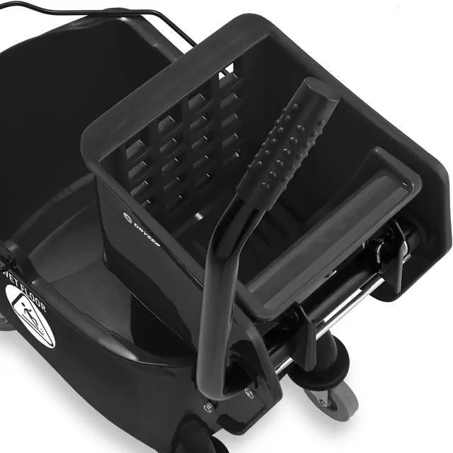Alt view image 4 of 6 - Dryser Commercial Mop Bucket with Side Press Wringer, 26 Quart, Black