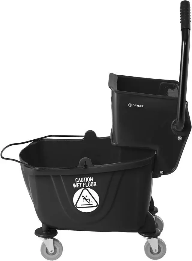 Alt view image 2 of 6 - Dryser Commercial Mop Bucket with Side Press Wringer, 26 Quart, Black