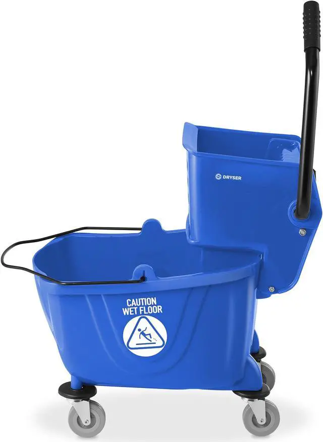 Alt view image 2 of 6 - Dryser Commercial Mop Bucket with Side Press Wringer, 26 Quart, Blue