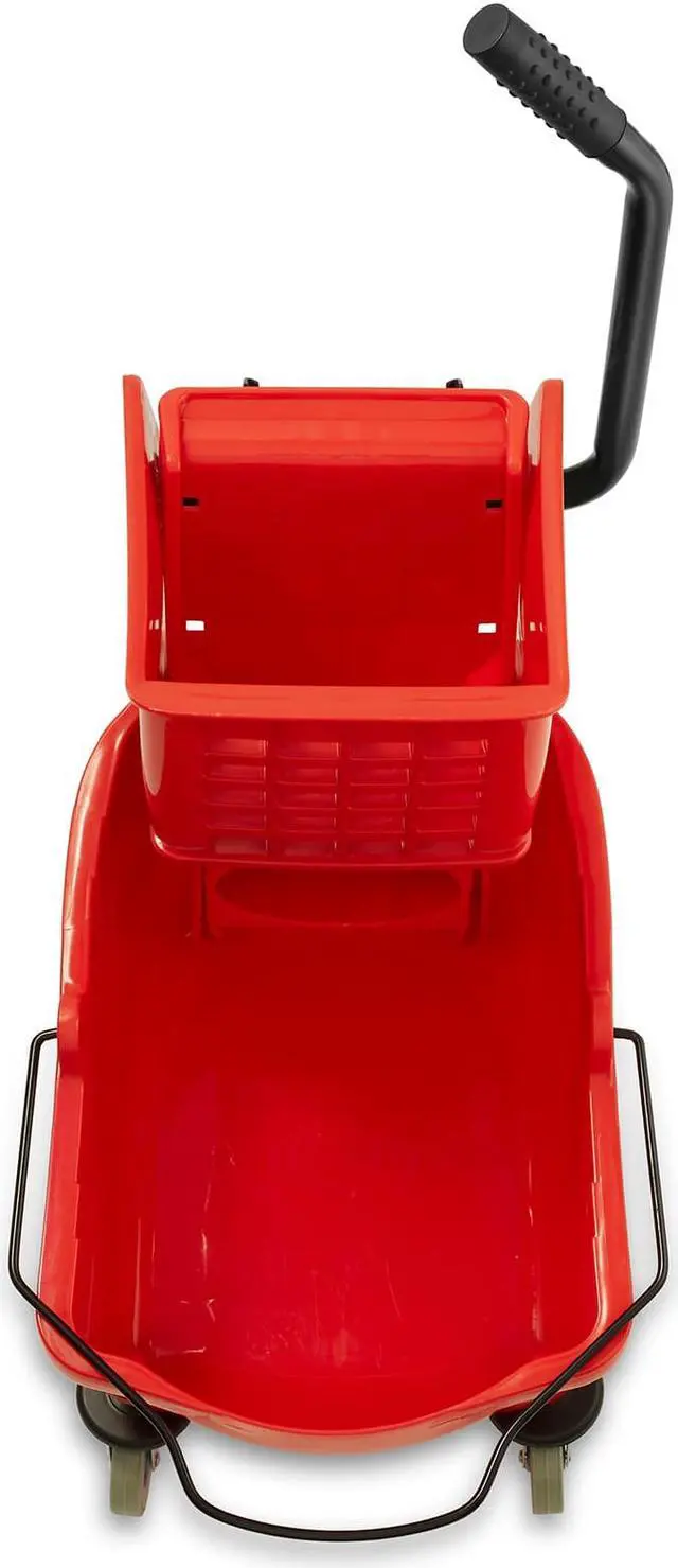 Alt view image 3 of 6 - Dryser Commercial Mop Bucket with Side Press Wringer, 26 Quart, Red