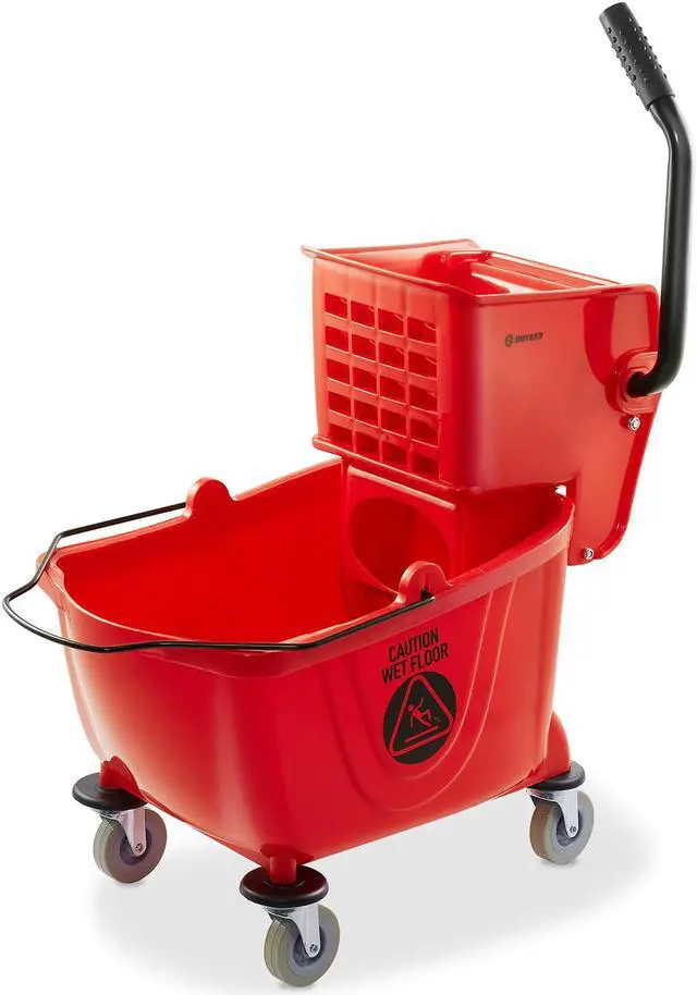 Main image of Dryser Commercial Mop Bucket with Side Press Wringer, 26 Quart, Red