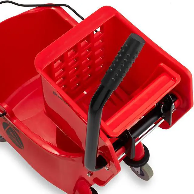 Alt view image 4 of 6 - Dryser Commercial Mop Bucket with Side Press Wringer, 26 Quart, Red