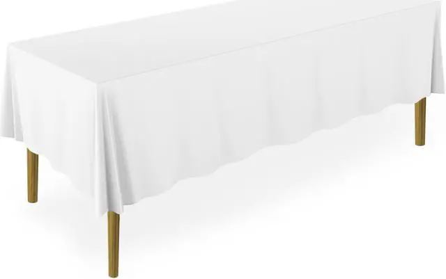 Main image of Lann's Linens - 60" x 126" Premium Tablecloth for Wedding / Banquet / Restaurant - Rectangular Polyester Fabric Table Cloth - White