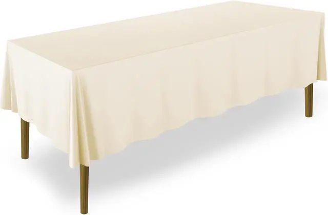 Main image of Lann's Linens - 70" x 120" Premium Tablecloth for Wedding / Banquet / Restaurant - Rectangular Polyester Fabric Table Cloth - Ivory