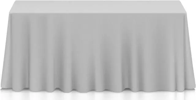 Main image of lann's linens  90" x 132" premium tablecloth for wedding/banquet/restaurant  rectangular polyester fabric table cloth  silver
