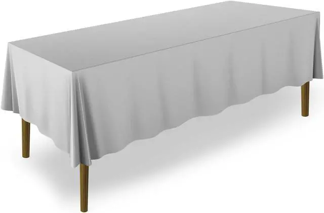 Main image of Lann's Linens - 60" x 102" Premium Tablecloth for Wedding / Banquet / Restaurant - Rectangular Polyester Fabric Table Cloth - Silver