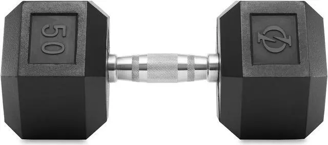 Alt view image 2 of 6 - Philosophy Gym Rubber Coated Hex Dumbbell Hand Weight, 50 lbs