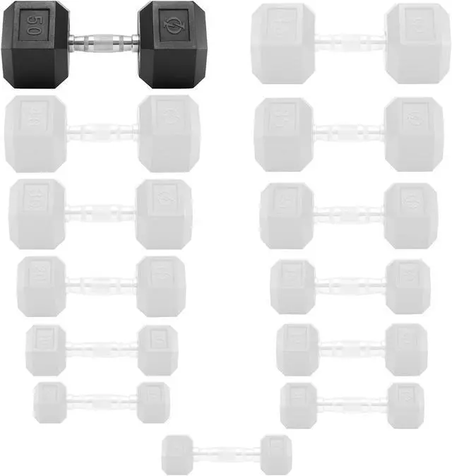 Alt view image 4 of 6 - Philosophy Gym Rubber Coated Hex Dumbbell Hand Weight, 50 lbs