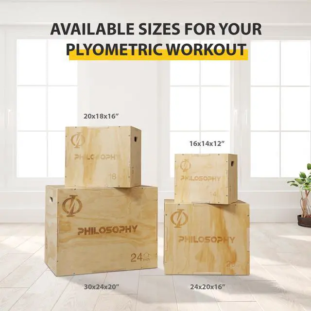Alt view image 6 of 6 - Philosophy Gym 3 in 1 Wood Plyometric Box -  16" x 14" x 12" Jumping Plyo Box for Training and Conditioning
