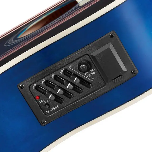 Alt view image 2 of 6 - Ashthorpe Left Handed Full-Size Dreadnought Cutaway Acoustic Electric Guitar Package with 10 Watt Amp - Blue