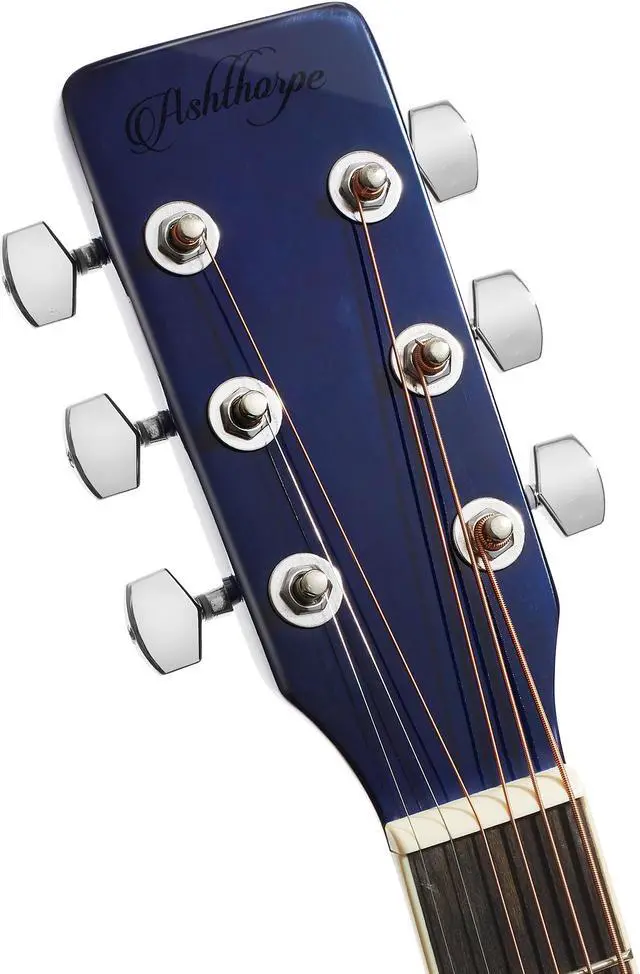 Alt view image 4 of 6 - Ashthorpe Left Handed Full-Size Dreadnought Cutaway Acoustic Electric Guitar Package with 10 Watt Amp - Blue