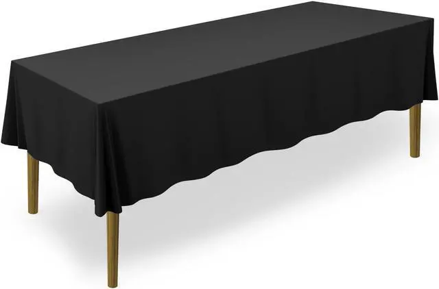Main image of Lann's Linens - 60" x 102" Premium Tablecloth for Wedding / Banquet / Restaurant - Rectangular Polyester Fabric Table Cloth - Black