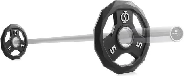 Alt view image 4 of 6 - Philosophy Gym Set of 2 Rubber Coated 2-inch Olympic Grip Weight Plates (5 LB each) for Weightlifting