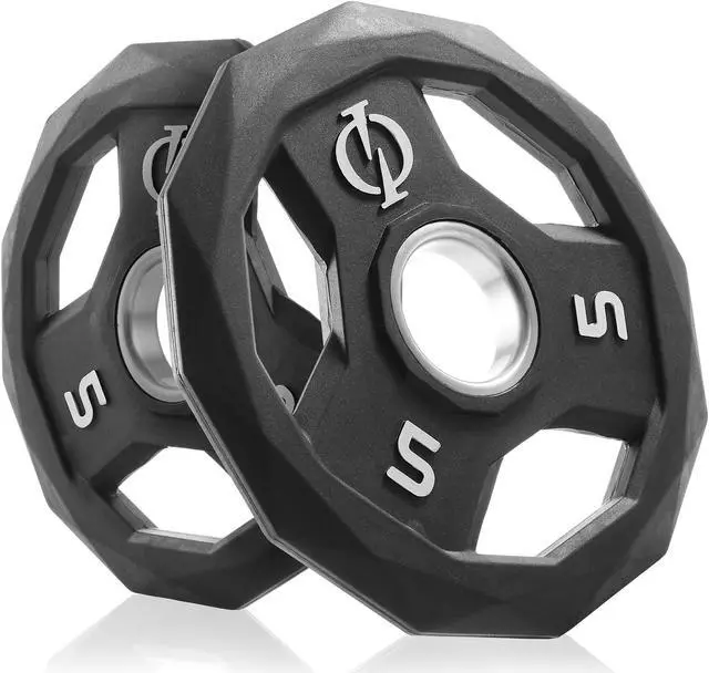 Main image of Philosophy Gym Set of 2 Rubber Coated 2-inch Olympic Grip Weight Plates (5 LB each) for Weightlifting