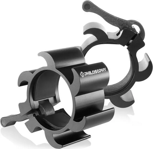 Main image of Philosophy Gym Locking Aluminum Barbell Collars, Anti-Slip 2" Olympic Weight Clamps - Quick Release Collar Clips Pair