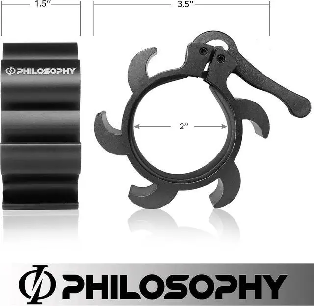 Alt view image 2 of 6 - Philosophy Gym Locking Aluminum Barbell Collars, Anti-Slip 2" Olympic Weight Clamps - Quick Release Collar Clips Pair