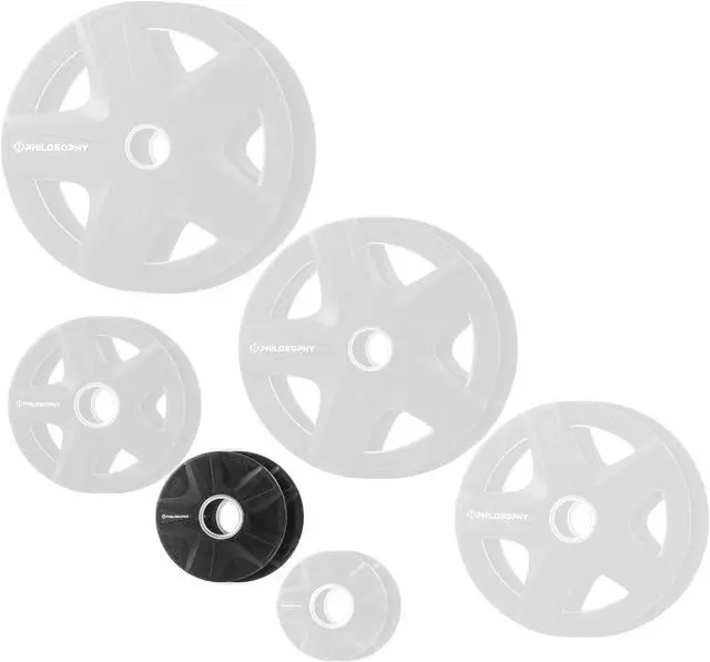 Alt view image 5 of 6 - Philosophy Gym Set of 2 Rubber Coated 2-inch Olympic Grip Weight Plates (5 LB each) for Weightlifting