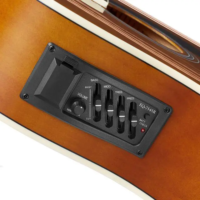 Alt view image 2 of 6 - Ashthorpe Full-Size Dreadnought Acoustic Electric Guitar Package with 10 Watt Amp - Brown