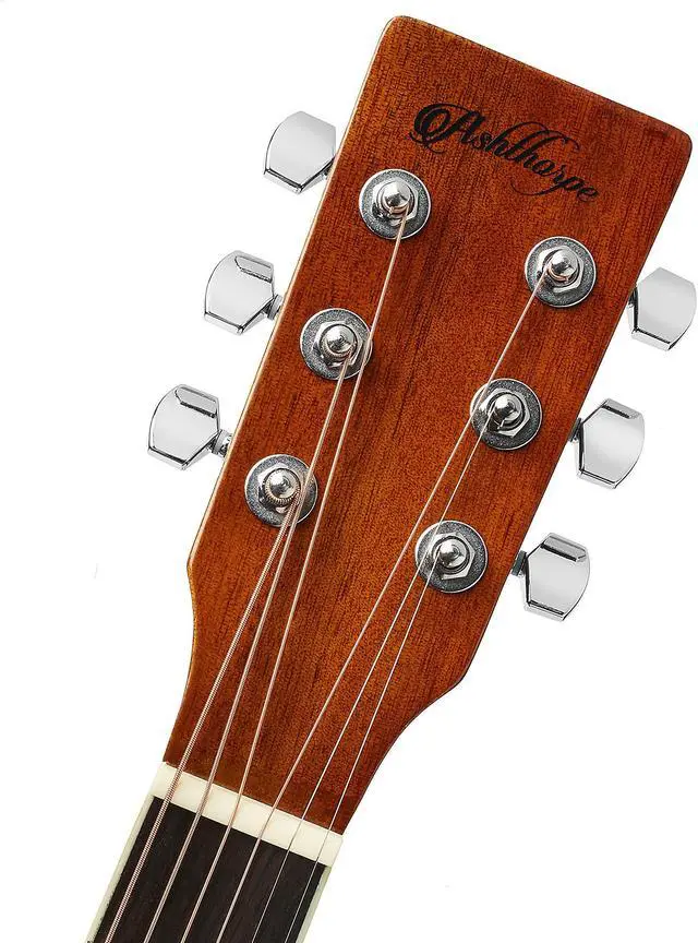 Alt view image 4 of 6 - Ashthorpe Full-Size Dreadnought Acoustic Electric Guitar Package with 10 Watt Amp - Brown