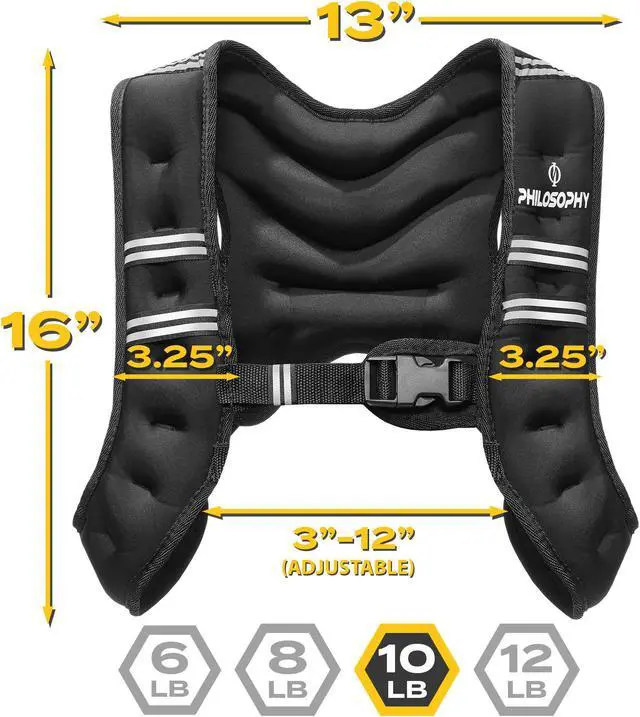 Alt view image 3 of 6 - Philosophy Gym Weighted Workout Vest 10 LB, Strength Training Fitness Body Weight Vest