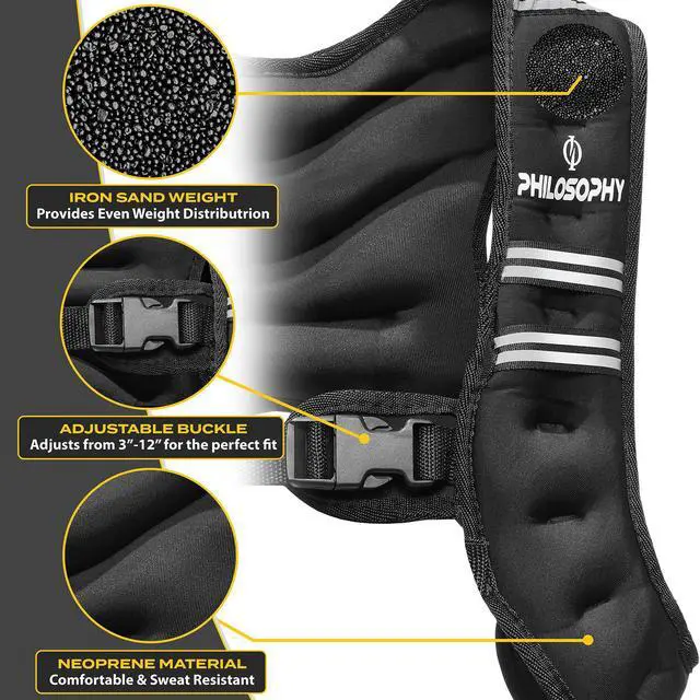 Alt view image 4 of 6 - Philosophy Gym Weighted Workout Vest 10 LB, Strength Training Fitness Body Weight Vest