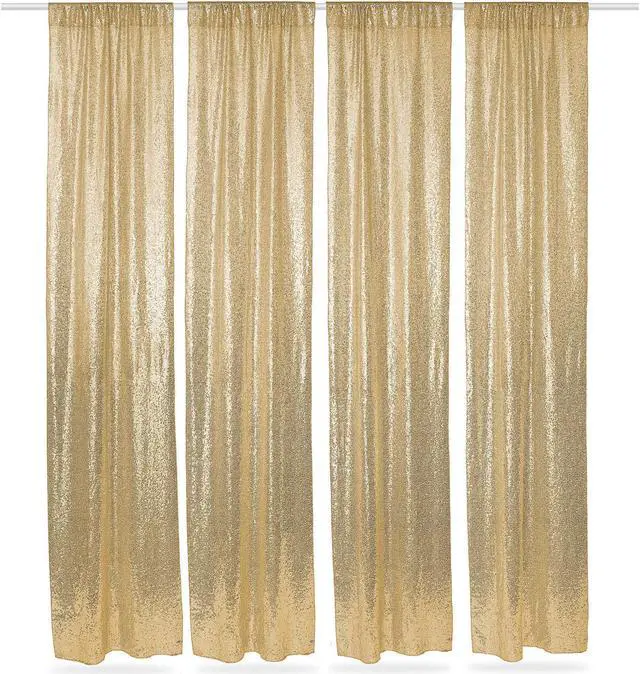 Main image of Lann's Linens (Set of 4) Sequin Photography Backdrop Curtains, Gold - 2ft x 8ft Tall Glitter Background Panels for Wedding, Party or Photo Booth