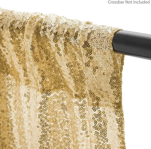 Alt view image 3 of 6 - Lann's Linens (Set of 4) Sequin Photography Backdrop Curtains, Gold - 2ft x 8ft Tall Glitter Background Panels for Wedding, Party or Photo Booth