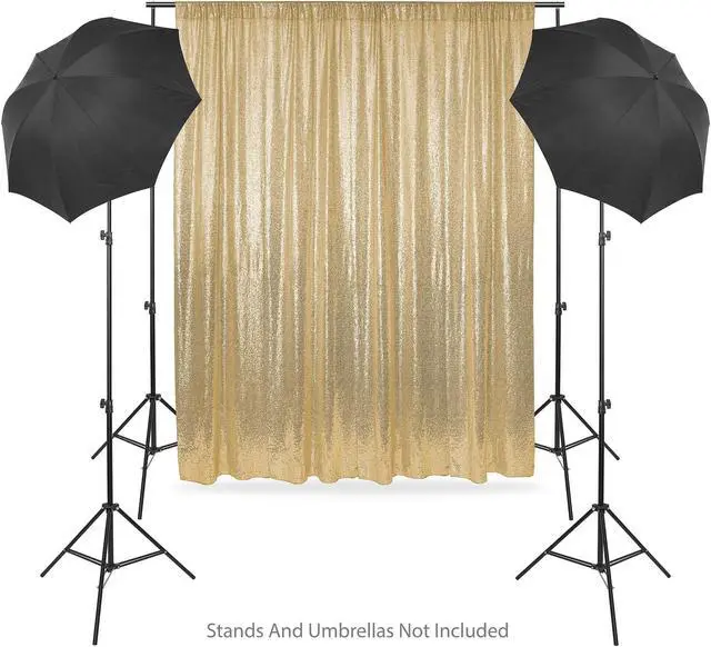Alt view image 4 of 6 - Lann's Linens (Set of 4) Sequin Photography Backdrop Curtains, Gold - 2ft x 8ft Tall Glitter Background Panels for Wedding, Party or Photo Booth