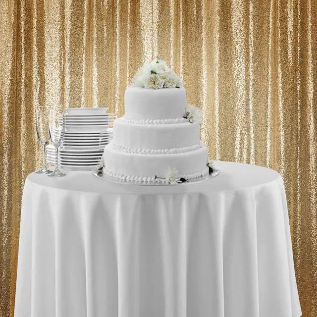 Alt view image 6 of 6 - Lann's Linens (Set of 4) Sequin Photography Backdrop Curtains, Gold - 2ft x 8ft Tall Glitter Background Panels for Wedding, Party or Photo Booth