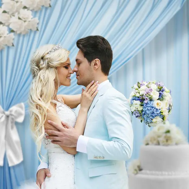 Alt view image 3 of 6 - Lann's Linens (Set of 2) Photography Backdrop Curtains, Baby Blue - 5ft x 10ft Tall Split Background for Wedding, Party or Photo Booth