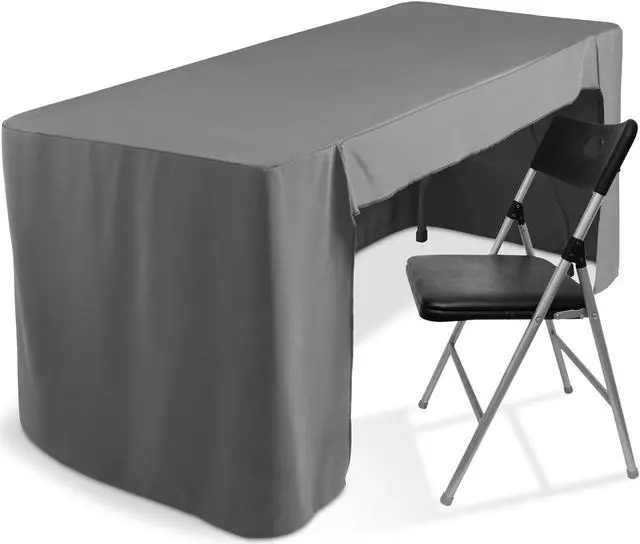 Alt view image 2 of 6 - Lann's Linens Premium 6' Trade Show Table Cover - Open Back Fitted Tablecloth - Gray