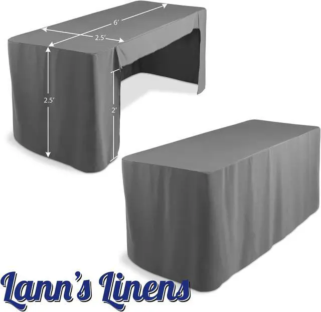 Alt view image 6 of 6 - Lann's Linens Premium 6' Trade Show Table Cover - Open Back Fitted Tablecloth - Gray