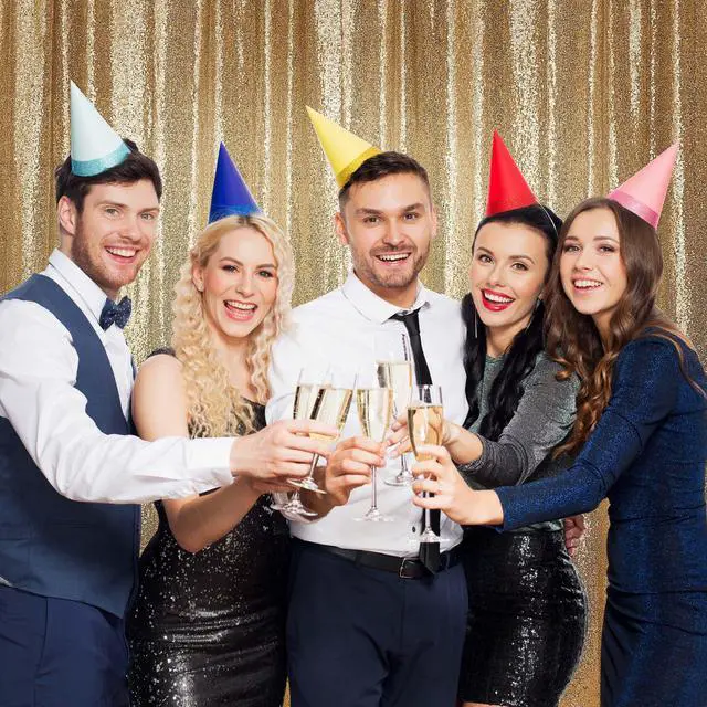 Alt view image 5 of 6 - Lann's Linens (Set of 4) Sequin Photography Backdrop Curtains, Gold - 2ft x 8ft Tall Glitter Background Panels for Wedding, Party or Photo Booth