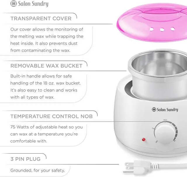 Alt view image 6 of 6 - Salon Sundry Portable Electric Hot Wax Warmer Machine for Hair Removal - Pink Lid
